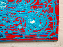 Load image into Gallery viewer, Electric Web Diptych Textured Abstract Paintings in Turquoise and Coral
