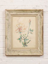 Load image into Gallery viewer, Pointillist Rose Study Framed Botanical Drawing with Bud and Bloom
