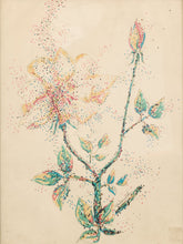 Load image into Gallery viewer, Pointillist Rose Study Framed Botanical Drawing with Bud and Bloom
