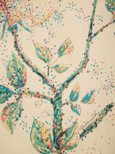 Load image into Gallery viewer, Pointillist Rose Study Framed Botanical Drawing with Bud and Bloom
