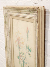 Load image into Gallery viewer, Pointillist Rose Study Framed Botanical Drawing with Bud and Bloom
