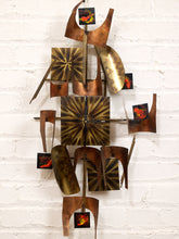 Load image into Gallery viewer, Mid-Century Modern Brutalist Wall Sculpture is a Copper and Brass Art Piece likely Designed by William Vose for Curtis Jere
