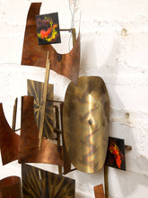 Load image into Gallery viewer, Mid-Century Modern Brutalist Wall Sculpture is a Copper and Brass Art Piece likely Designed by William Vose for Curtis Jere
