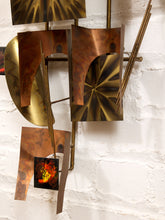 Load image into Gallery viewer, Mid-Century Modern Brutalist Wall Sculpture is a Copper and Brass Art Piece likely Designed by William Vose for Curtis Jere
