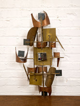 Load image into Gallery viewer, Mid-Century Modern Brutalist Wall Sculpture is a Copper and Brass Art Piece likely Designed by William Vose for Curtis Jere
