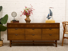 Load image into Gallery viewer, Vintage Mid-Century Modern Walnut Nine-Drawer Dresser with Inlay
