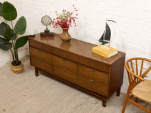 Load image into Gallery viewer, Vintage Mid-Century Modern Walnut Nine-Drawer Dresser with Inlay
