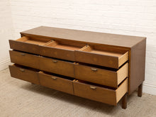 Load image into Gallery viewer, Vintage Mid-Century Modern Walnut Nine-Drawer Dresser with Inlay
