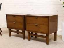 Load image into Gallery viewer, Pair of Vintage Mid-Century Modern Walnut Two-Drawer Formica Top Nightstands
