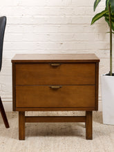 Load image into Gallery viewer, Pair of Vintage Mid-Century Modern Walnut Two-Drawer Formica Top Nightstands
