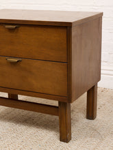 Load image into Gallery viewer, Pair of Vintage Mid-Century Modern Walnut Two-Drawer Formica Top Nightstands
