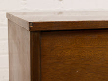 Load image into Gallery viewer, Pair of Vintage Mid-Century Modern Walnut Two-Drawer Formica Top Nightstands
