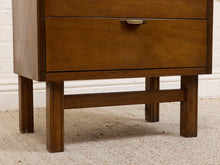 Load image into Gallery viewer, Pair of Vintage Mid-Century Modern Walnut Two-Drawer Formica Top Nightstands
