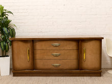 Load image into Gallery viewer, Vintage Mid-Century Bowfront Credenza with Brass Hardware and Curved Doors
