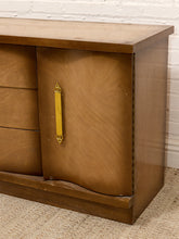 Load image into Gallery viewer, Vintage Mid-Century Bowfront Credenza with Brass Hardware and Curved Doors
