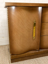 Load image into Gallery viewer, Vintage Mid-Century Bowfront Credenza with Brass Hardware and Curved Doors
