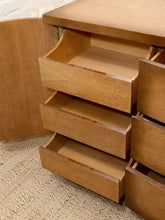 Load image into Gallery viewer, Vintage Mid-Century Bowfront Credenza with Brass Hardware and Curved Doors
