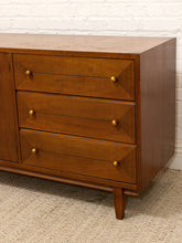 Load image into Gallery viewer, Vintage Mid-Century Modern Walnut Nine-Drawer Credenza with Brass Hardware
