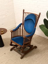 Load image into Gallery viewer, 1870s Antique George Hunzinger Barley Twist Mahogany Needlepoint Rocking Chair
