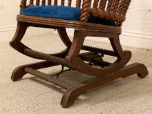 Load image into Gallery viewer, 1870s Antique George Hunzinger Barley Twist Mahogany Needlepoint Rocking Chair
