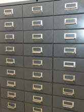 Load image into Gallery viewer, Vintage Industrial Steel Flat File Cabinet with 27 Label-Pull Drawers
