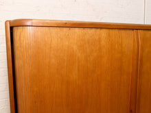 Load image into Gallery viewer, Vintage Mid-Century Modern Tambour Media Cabinet with Curved Wood Doors
