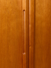 Load image into Gallery viewer, Vintage Mid-Century Modern Tambour Media Cabinet with Curved Wood Doors
