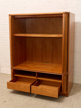 Load image into Gallery viewer, Vintage Mid-Century Modern Tambour Media Cabinet with Curved Wood Doors

