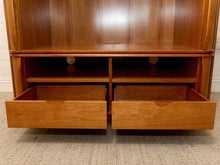 Load image into Gallery viewer, Vintage Mid-Century Modern Tambour Media Cabinet with Curved Wood Doors
