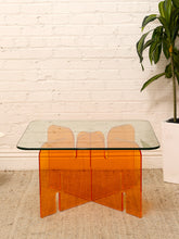 Load image into Gallery viewer, Orange Lucite and Glass Sculptural Coffee Table
