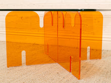 Load image into Gallery viewer, Orange Lucite and Glass Sculptural Coffee Table
