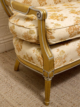 Load image into Gallery viewer, Vintage Hollywood Regency Giltwood Floral Bergère Chair
