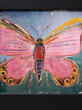 Load image into Gallery viewer, Pink Moth Study Framed Contemporary Insect Artwork in Coral and Gold
