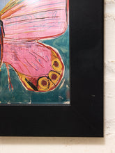 Load image into Gallery viewer, Pink Moth Study Framed Contemporary Insect Artwork in Coral and Gold
