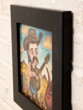 Load image into Gallery viewer, Desert Troubadour Framed Whimsical Cowboy Musician Artwork
