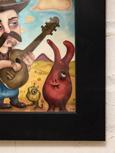 Load image into Gallery viewer, Desert Troubadour Framed Whimsical Cowboy Musician Artwork
