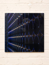 Load image into Gallery viewer, Electric Grid Abstract Optical Artwork in Blue Black and Gold

