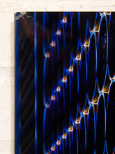 Load image into Gallery viewer, Electric Grid Abstract Optical Artwork in Blue Black and Gold
