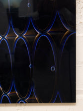 Load image into Gallery viewer, Electric Grid Abstract Optical Artwork in Blue Black and Gold
