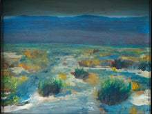 Load image into Gallery viewer, Desert Wash by Spencer Collins Framed Landscape Painting in Blue Green and Ochre
