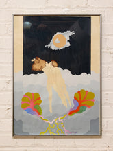 Load image into Gallery viewer, Celestial Embrace Surreal Romantic Artwork with Moon and Floating Figures
