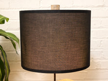 Load image into Gallery viewer, Ammonite Fossil Table Lamp with Black Drum Shade
