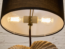Load image into Gallery viewer, Ammonite Fossil Table Lamp with Black Drum Shade
