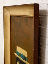 Load image into Gallery viewer, Girl in Straw Hat Framed Portrait Painting with Mid Century Folk Art Charm
