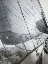 Load image into Gallery viewer, Sailing Into the Wind Black and White Nautical Photograph with Dramatic Sails
