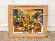 Load image into Gallery viewer, Midnight Current Framed Abstract Painting in Deep Blue Teal and Violet
