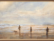 Load image into Gallery viewer, Shoreline Figures Coastal Print with Beach Walkers and Soft Ocean Horizon
