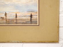 Load image into Gallery viewer, Shoreline Figures Coastal Print with Beach Walkers and Soft Ocean Horizon

