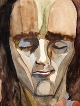 Load image into Gallery viewer, Cubist Portrait Framed Figurative Painting with Geometric Face
