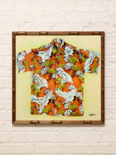 Load image into Gallery viewer, Vintage Lee Reynolds Orange Crane Hawaiian Shirt Pop Art Painting
